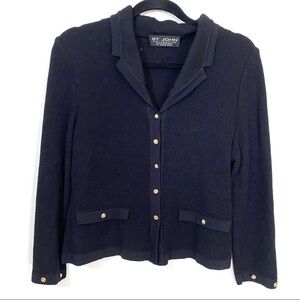 St. John Collection Black Knit Gold Button Front Jacket